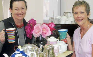 TAFE Teapot display today: Karen Randall with Jan Byrne. TAFE Teapot display today: Karen Randall with Jan Byrne.